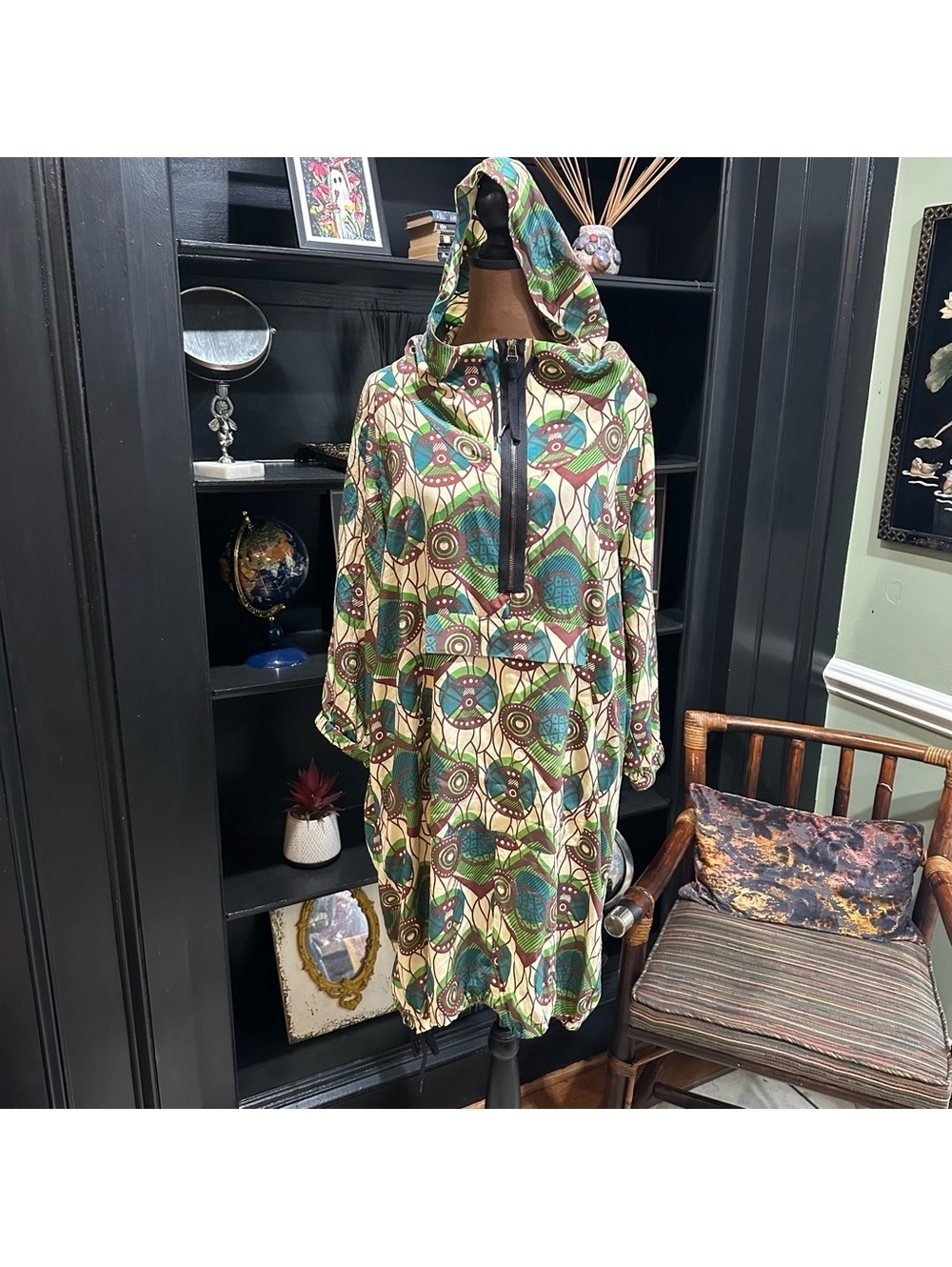 Marni at H&M Silk Hooded Anorak Dress Size 8 (Oversized Fit)